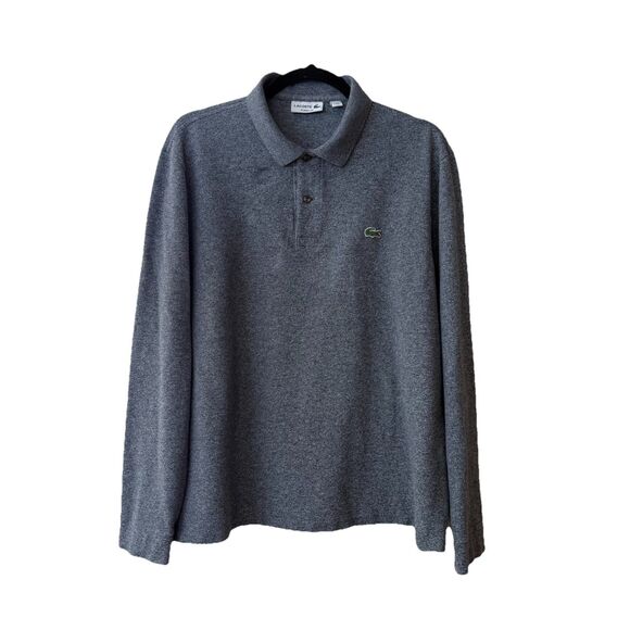 Lacoste Classic Fit Long Sleeve Polo Shirt - Heathered Grey - Men's Size XXL FR7 - Picture 1 of 9